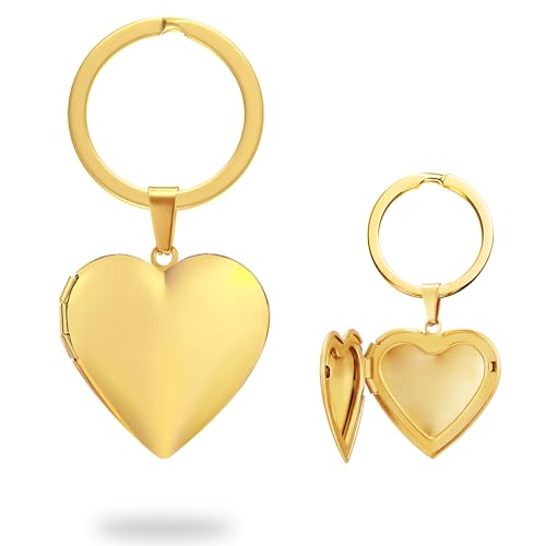 PHOCKSIN Silver Heart Locket Keychains for Women Gold Custom Locket Key Chain Personalized Picture Locket for Birthday Gifts - color: #01 Heart Gold (Hot!), style: Regular(no Customize)