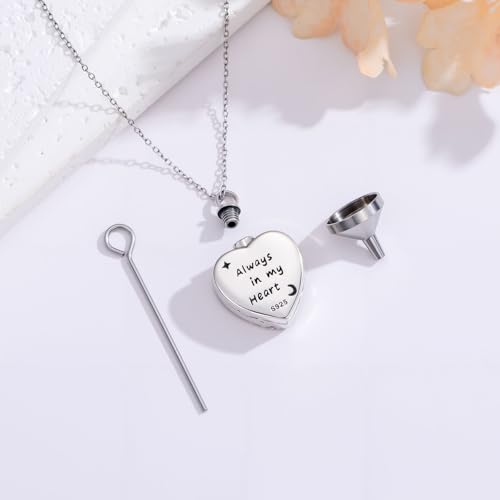 WINNICACA Cremation Jewelry for Ashes Locket Ashes Necklace Urn Necklace for Women Sterling Silver Cremation Necklace for Ashes Fine Keepsake Picture Necklace Memorial Jewelry - style: Heart Urn Necklace