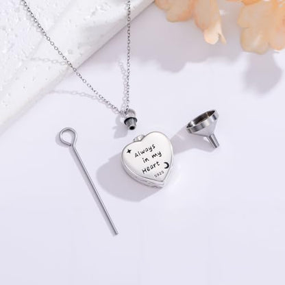 WINNICACA Cremation Jewelry for Ashes Locket Ashes Necklace Urn Necklace for Women Sterling Silver Cremation Necklace for Ashes Fine Keepsake Picture Necklace Memorial Jewelry - style: Heart Urn Necklace