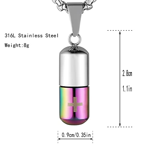 STWTR Stainless Steel Cylindrical Souvenir Capsule Pill Pendant Necklace, Cremated Ashes Pill Container Necklace - color: Purple