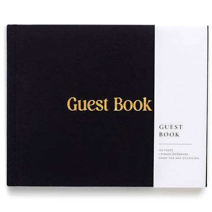 Lamare Wedding Guest Book – Photo Guest Book for Wedding Reception Party | Elegant Linen Guest Book for Wedding and Sign in Book for Party, Baby Shower, Bridal Shower, Birthday & Anniversary - color: Black
