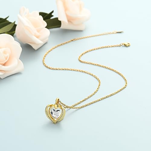 shajwo Angel Wing Heart Urn Ashes Necklace for Women Men | Cremation Jewelry,Birthstone Necklace of Loved One,Memorial Pendant for Human Pet - color: Gold-White