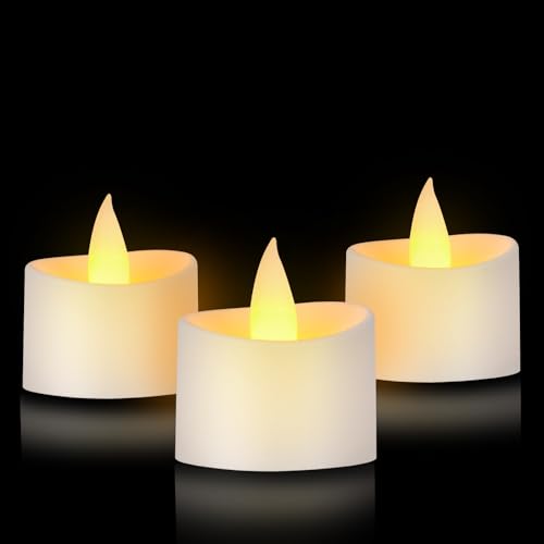 White Flameless Tea Lights - 12 Pack Modern LED Candles for Minimalist Home Decor, Spa Bathroom & White Wedding Centerpieces (White Base, 12 Pack) - color: White Base, size: 12 Pack