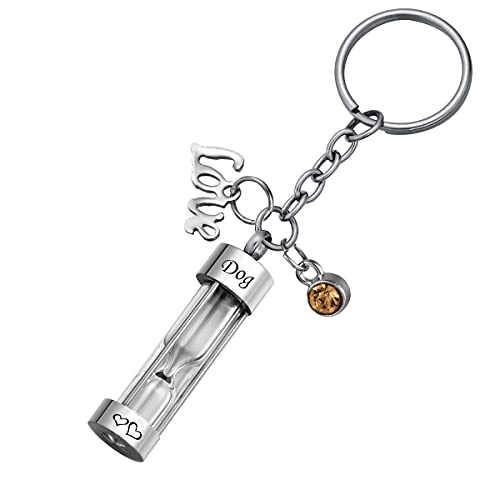 Hourglass Ashes Keychain Urn Pendant Memorial Keepsake Cremation Jewelry Dog - Customized - color: Dog - Customized