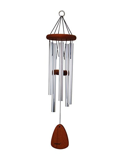 Festival 28-inch Redwood Wind Chime w/Customization in Silver by Wind River for Patio, Backyard, Garden, and Outdoor décor. Made in the USA - color: Silver