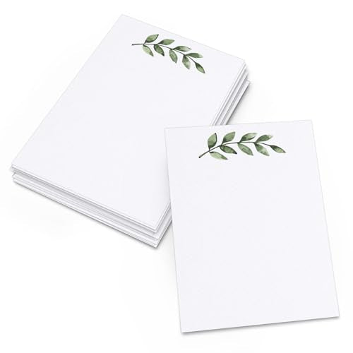 321Done Blank Notecards, 4x6, Set of 50, Greenery on White, Thick Cardstock | Made in USA - Watercolor Leaves Note Cards for DIY Wedding Invitations, Programs, Showers, Table Numbers, Notes and Crafts - color: Greenery, White, size: 4x6, Vertical