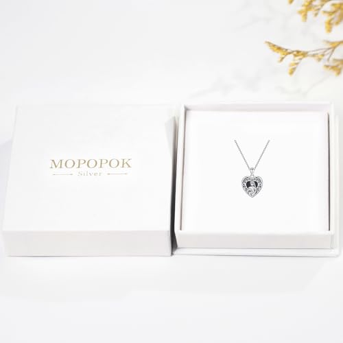 Heart Photo Locket Necklace Sterling Silver for Women | Dragonfly, Butterfly, Turtle, Dog Paw and Mother Daughter Styles, Jewelry Gifts for Mom Christmas Birthday Anniversary. - style: 6-Mother Daughter