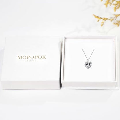 Heart Photo Locket Necklace Sterling Silver for Women | Dragonfly, Butterfly, Turtle, Dog Paw and Mother Daughter Styles, Jewelry Gifts for Mom Christmas Birthday Anniversary. - style: 6-Mother Daughter