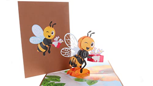 iGifts And Cards Happy Bee-Day 3D Pop-Up Card - Funny Birthday Present 6x8 | Honey Bee Design, Beehive Theme, Thinking of You, Mother's Day Greeting, Wife, Spouse, Valentine's Keepsake, Fun Celebration - color: Birthday Bee
