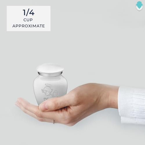 Geturns Embrace Keepsake Personalized Angel Cremation Urns for Human Ashes I White Funeral Urn for Men and Women with Double Side Engraving I 3.5 lbs - color: White