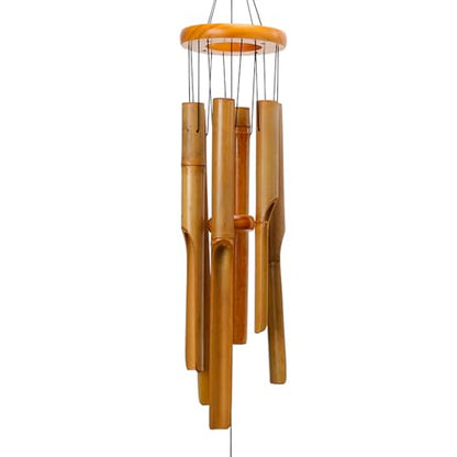 Bamboo Wind Chime for Outside, Wooden Wind Chimes Garden Memorial Gifts - size: 38" Plain