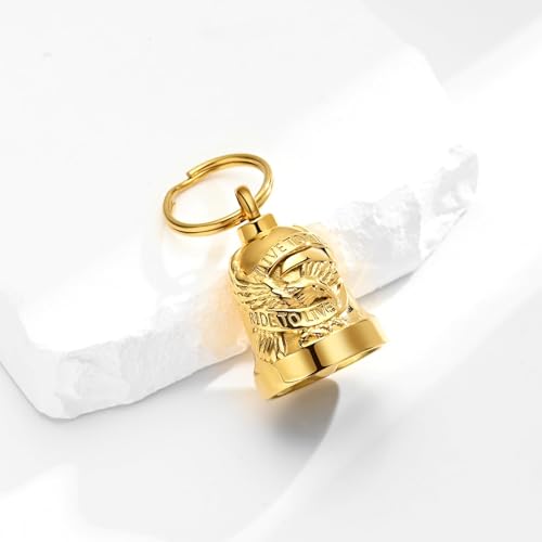 Eagle Love Cremation Keychain Bell Urn Necklaces for Ashes Keepsake Ash Pendant Memorial Urn Keychain Jewelry - color: B-gold
