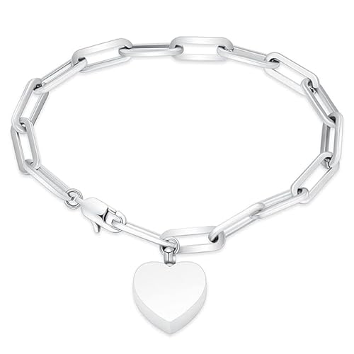 Heart Urn Bracelet for Ashes for Women Men Cremation Jewelry - color: Silver