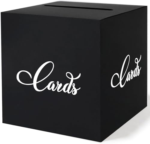 Black Card Box with Silver Foil Design for Memorable Occasions - Perfect for Birthdays, Weddings, Showers, Graduations, Anniversaries, Retirements Gift Cards (Black and Silver) - color: Black and Silver
