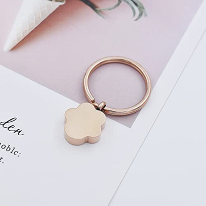 Customize Pet Cremation Keyring for Ashes Dog Cat Paw Print Keychain for Ashes Holder Pet Urn Keyring - color: Rose Gold