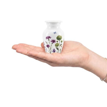 Emvency Urn for Ashes, Mini Metal, Keepsake Sharing Urns, Butterfly - color: Flowers