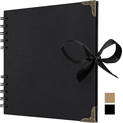 Scrapbook Album, 36 Pages, 7 x 7 Inch, Black Photo Album, Scrap Book | Hardcover with Thick 250 GSM Kraft Paper, Ideal for Your Scrapbooking Albums, Art & Craft Projects (Black, 7 x 7 Inch) - color: Black, size: 7 X 7 Inch