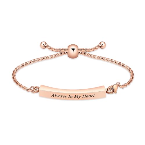 Minicremation Shiny Crystal Cremation Bracelet for Ashes for Women Cube Urn Bangle Locket Ash Holder Memorial Jewelry Bracelet Keepsake Gift - color: Always In My Heart- Rose Gold