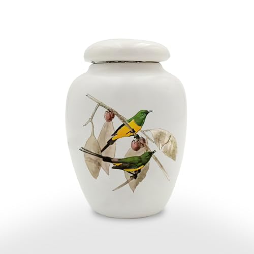 Mini Hummingbird Urns for Adult Ashes Dog Cat Ash Holder Small Keepsake Cremation Urns for Pets Miniature Pets Memorial Ceramic Funeral Urn Honor Your Loved One with Handcrafted White Urn - size: Hummingbird Pattern
