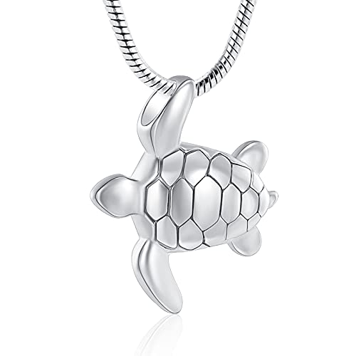 Imrsanl Sea Turtle Cremation Jewelry for Ashes Urn Necklace of Loved One - color: Silver