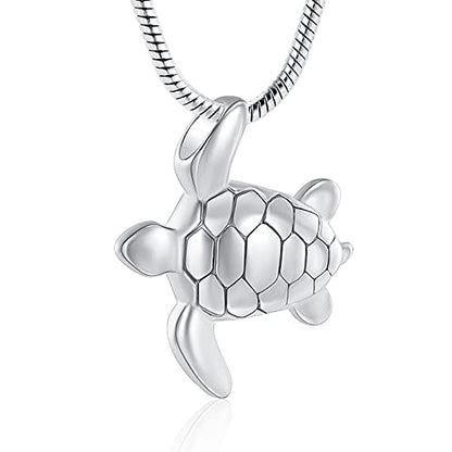 Imrsanl Sea Turtle Cremation Jewelry for Ashes Urn Necklace of Loved One - color: Silver