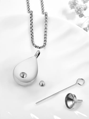 Pet Cremation Urn Necklace for Dog Cat Ashes 925 Sterling Silver Paw Print Keepsake Pendant Celtic Knot Memorial Jewelry for Women Men - style: 00D-Teardrop Urn-(Silver)
