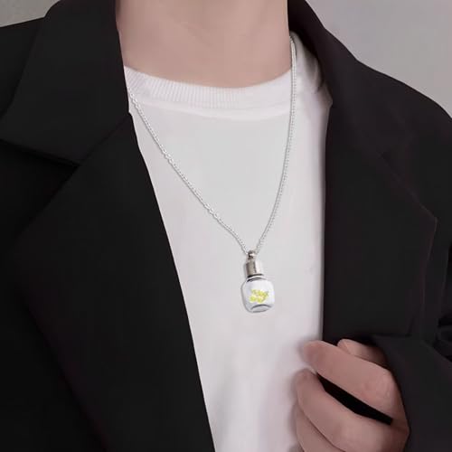 3Pcs Vial Necklace Heart Perfume Bottle Pendant Glass Ashes Holder Cremation Urn Necklace Mini Stainless Steel Pendants Blood Container Memorial Jewelry for Women Men