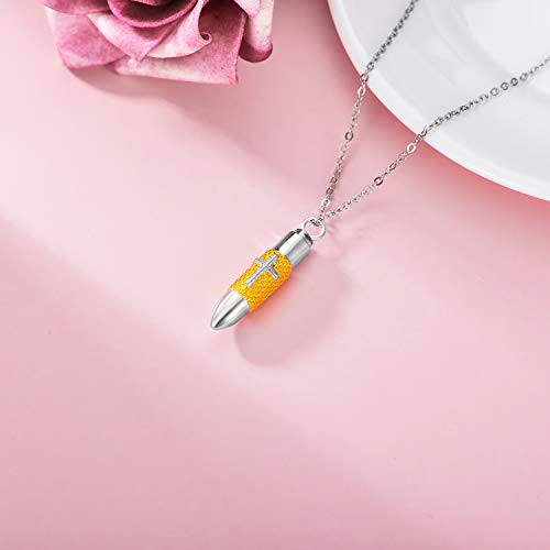 SOULMEET Cremation Jewelry for Ashes, Sterling Silver Urn Necklace for Ashes Women Men, Cherish Memories Cremation Jewelry to Keep Someone Near to You - color: H-2 Tones Bullet