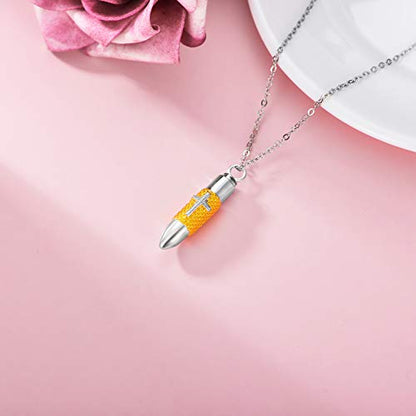 SOULMEET Cremation Jewelry for Ashes, Sterling Silver Urn Necklace for Ashes Women Men, Cherish Memories Cremation Jewelry to Keep Someone Near to You - color: H-2 Tones Bullet