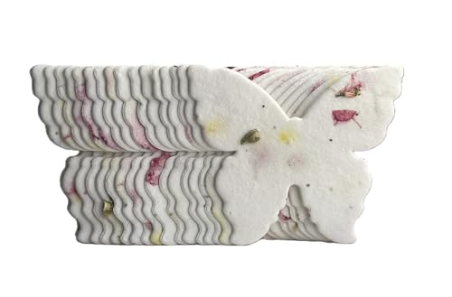 Of The Earth Handmade Paper - Wildflower Seed Paper Butterfly Shape - Large 3" - Set of 100 (37s Pink & Safflower) - color: 37s Pink & Safflower