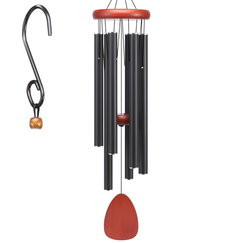 Large Aluminium Wind Chimes Soothing Melodic Classic Black Wind Chime 37" to Create a Zen Atmosphere. Sympathy/Memorial Gift, Indoor Outdoor Garden Patio Decoration - size: Classic 37''