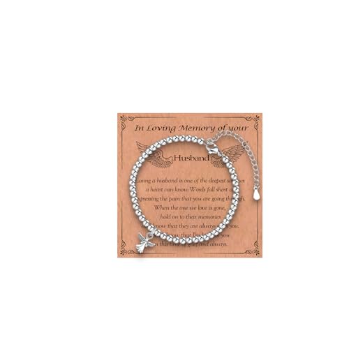Sympathy Gifts for Loss of Loved One, Memorial Bereavement Gifts for Loss of Mother Father Husband Pets, Angel Bracelet Beads for Women - style: loss of husband