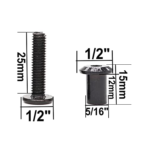 cSeao 10-Pack M6 25mm Black Countersunk Rivet Allen Head Hex Socket Cap Bolts Barrel Dowel Nuts Kit for Furniture Chairs Bed Crib - size: 10-Pack M6 x 25mm