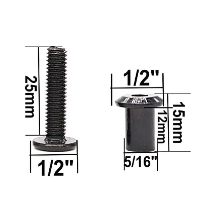 cSeao 10-Pack M6 25mm Black Countersunk Rivet Allen Head Hex Socket Cap Bolts Barrel Dowel Nuts Kit for Furniture Chairs Bed Crib - size: 10-Pack M6 x 25mm