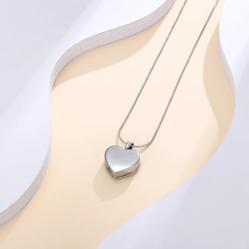 Cremation Jewelry Guitar Heart Urn Necklace for Human Ashes for Women Men Abalone Shell Memorial Ashes Keepsake Pendant - color: Silver-Always