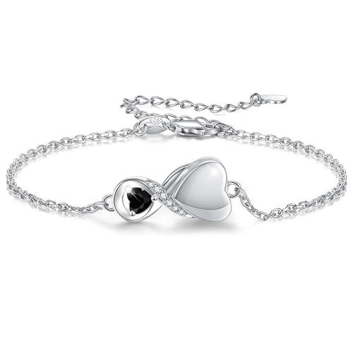 Infinity Cremation Jewelry Bracelet for Ashes for Women | S925 Sterling Silver Urn Bracelets for Human Ashes Cremation Charms - Memorial Jewelry Gifts for A Loss of Loved Ones - color: Black