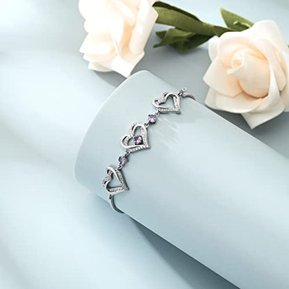 shajwo Heart Urn Bracelet for Ashes for Women - color: Silver-Purple