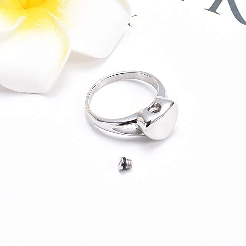 Simple Heart Cremation Urn Ring for Ashes Hold Loved Ones Ashes Memorial Jewelry for Funeral Keepsake Gift - color: 8#