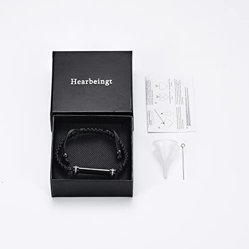 Hearbeingt Cylinder Cremation Bracelet for Ashes Adjustable Rope Urn Bangle - color: C-Black Always in my Mind