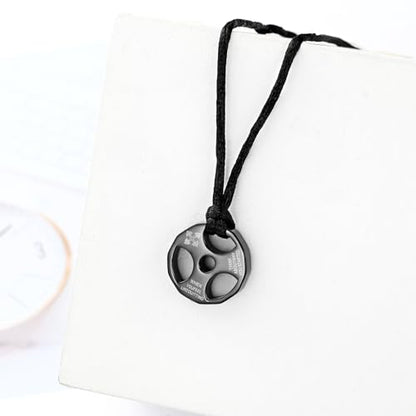 XSMZB Fitness Dumbbell Cremation Jewelry for Human Pet Stainless Steel Weight Plate Urn Necklace for Ashes Keepsake Pendant Urn Jewelry - color: Black