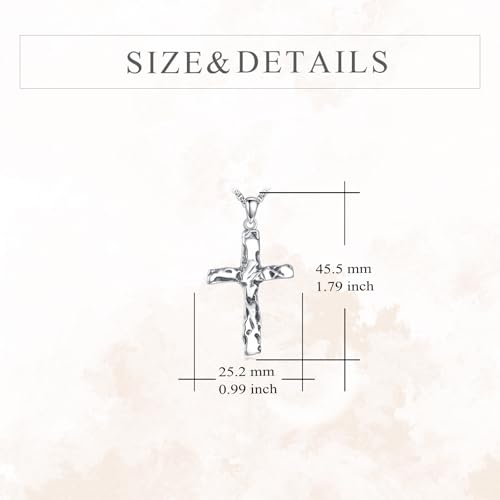 925 Sterling Silver Cross Necklace for Men & Women Crucifix Jesus/Cross Pendant with 22"+2" Stainless Steel Chain Jewelry Gift for Christmas, Father's Day, Mother's Day, Birthday-Gift Box Included - style: A02 Cross
