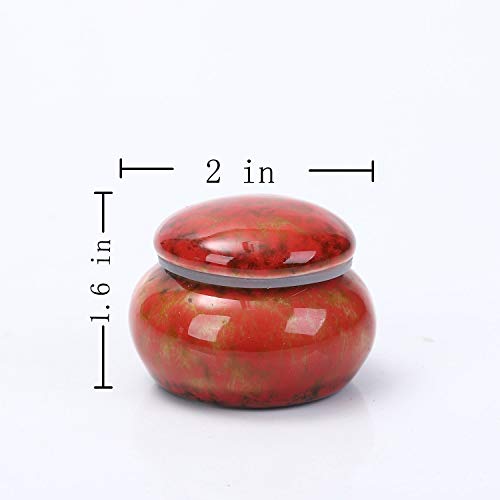 Small Ceramic Urn for Human Ashes - 1.6'' Handicrafted Beautiful Tiny Keepsake - Mini Urn Holds 1.2 Cubic Inches (Red) - color: Red