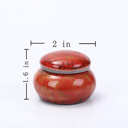 Small Ceramic Urn for Human Ashes - 1.6'' Handicrafted Beautiful Tiny Keepsake - Mini Urn Holds 1.2 Cubic Inches (Red) - color: Red