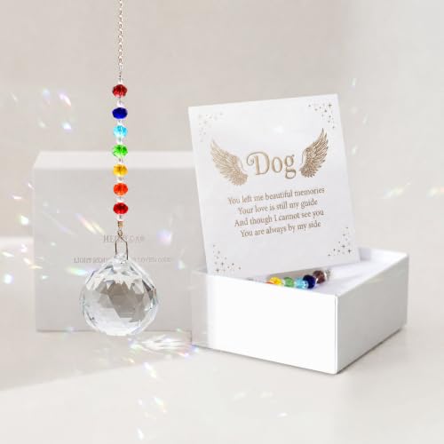 Hegelda Dog Memorial Gifts for Pet Loss Crystal Suncatcher Ornament - color: Dog