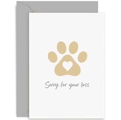Old English Co. Sorry For Your Loss Pet Owner Card - Dog Cat Bereavement Card - Simple Sympathy Card for Pet Death Passing - Thoughtful Card for Family and Friends | Blank Inside with Envelope