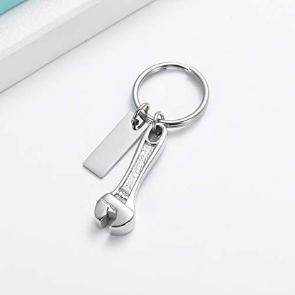 shajwo Wrench Urn Necklace for Ashes for Women Men Human Ashes Stainless Steel Hammer Cremation Jewelry for Ashes Pendant - color: Keychain-Silver