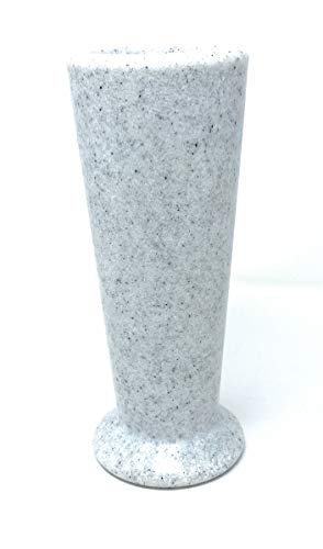 OPTIMUM Slim Memorial Cemetery Flower Vase - Plastic (White Granite) With Metal Ground Spike , Grave Marker , Decorations For Gravesite , Headstone Flowers Holder , Garden Lawn & Yard - color: White