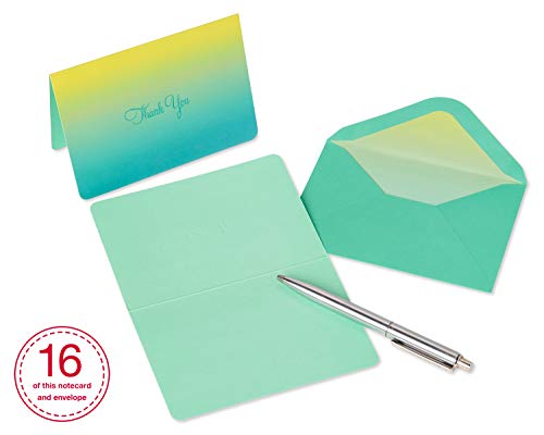 Papyrus Thank You Cards with Envelopes, Teal Ombre (16-Count) - color: Teal Ombre