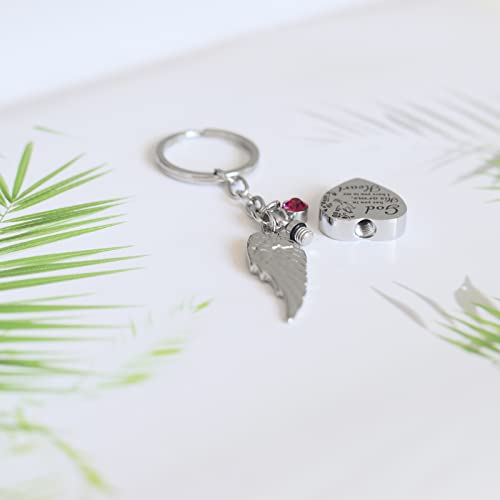 Heart Urn Necklace for Ashes Cremation Jewelry Urn Keychain for Ashes with Birthstone Cremation Keychain - color: January