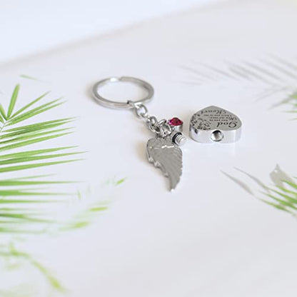Heart Urn Necklace for Ashes Cremation Jewelry Urn Keychain for Ashes with Birthstone Cremation Keychain - color: January